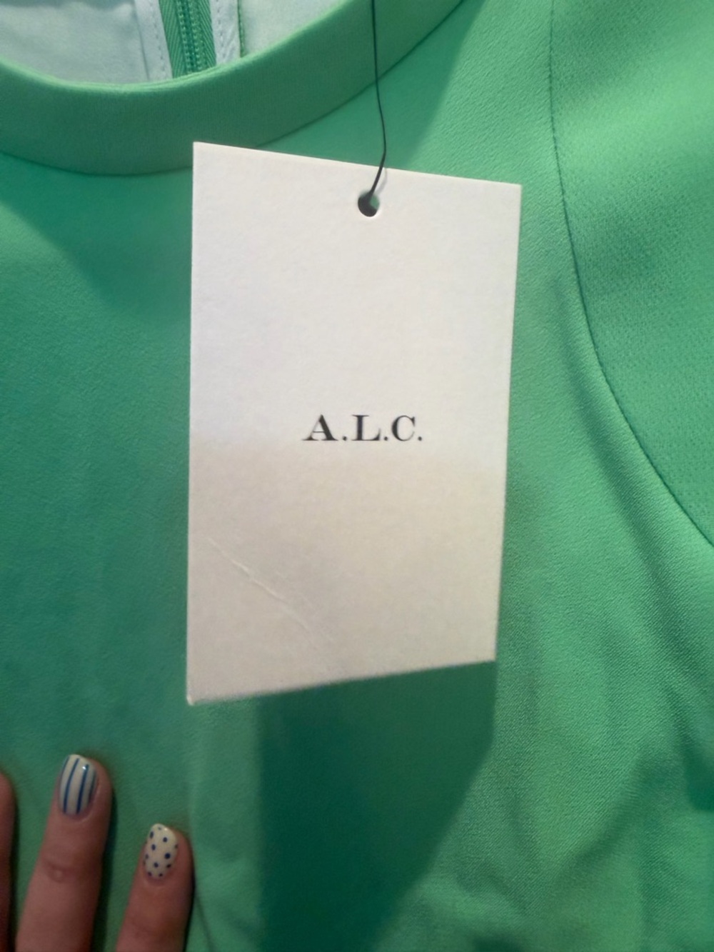 A.L.C. Mint Green Ruched-Side Long Sleeve Mini Dress - Picture 5 of 7